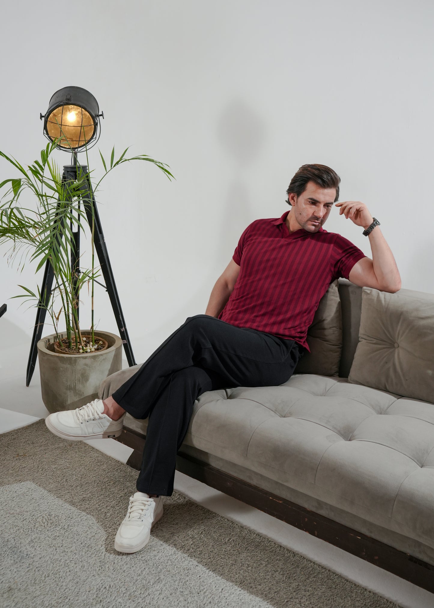 Johnny Collar Polo - Maroon