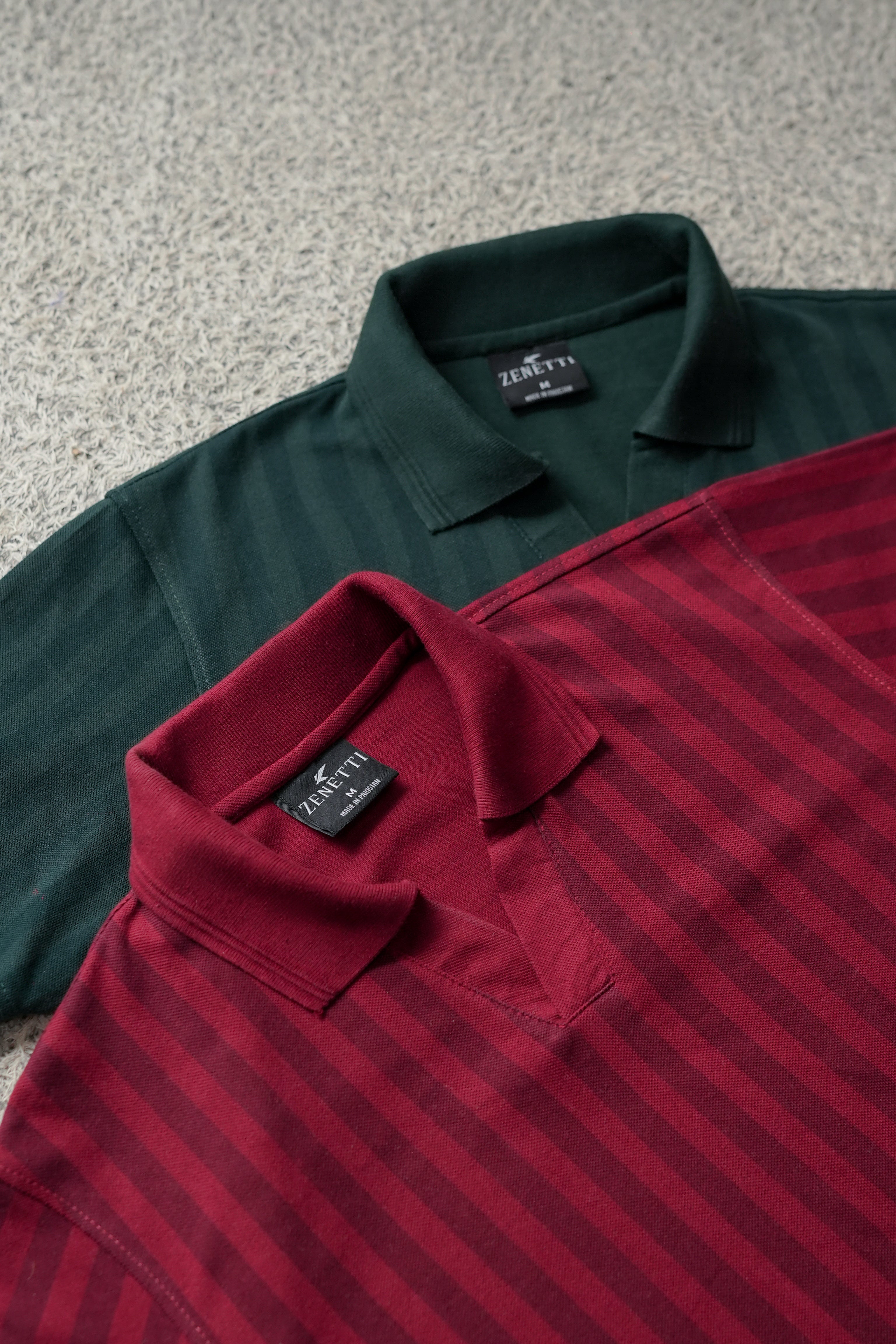 Johnny Collar Polo - Forest Green and Maroon Pack of 2