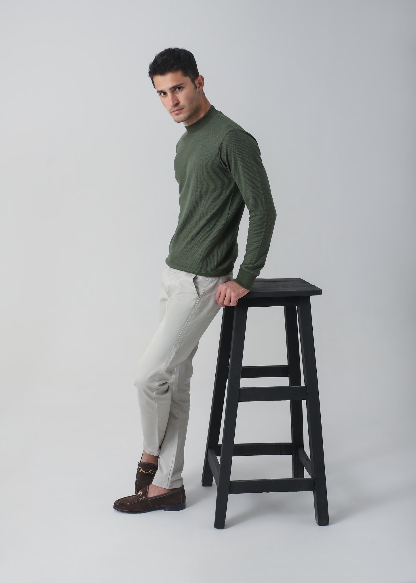 Full sleeves Regular Fit Crew Neck-Olive Green