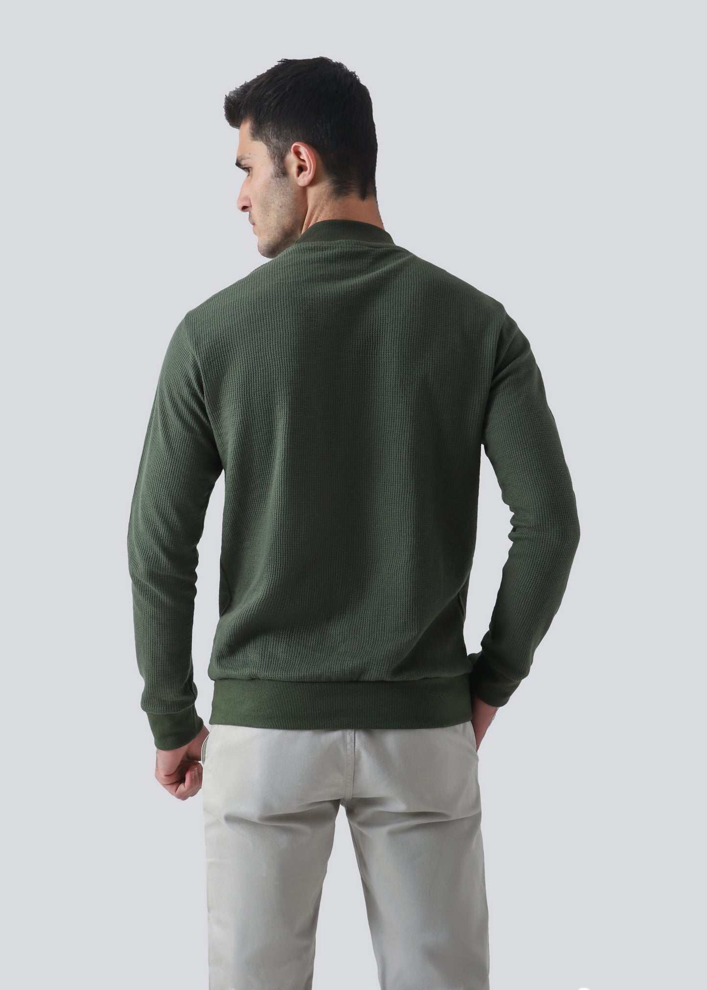 Full sleeves Regular Fit Crew Neck-Olive Green