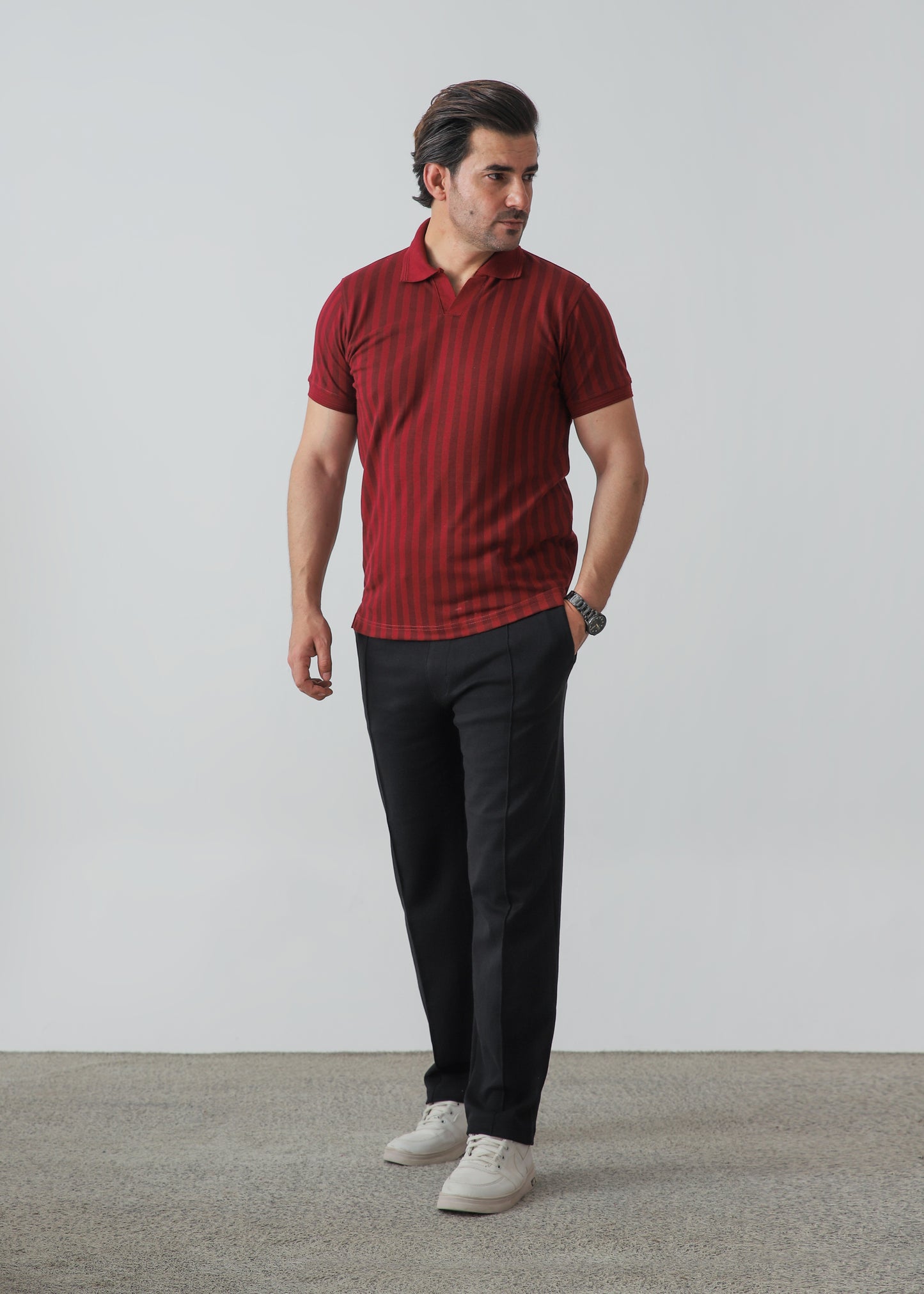 Johnny Collar Polo - Maroon