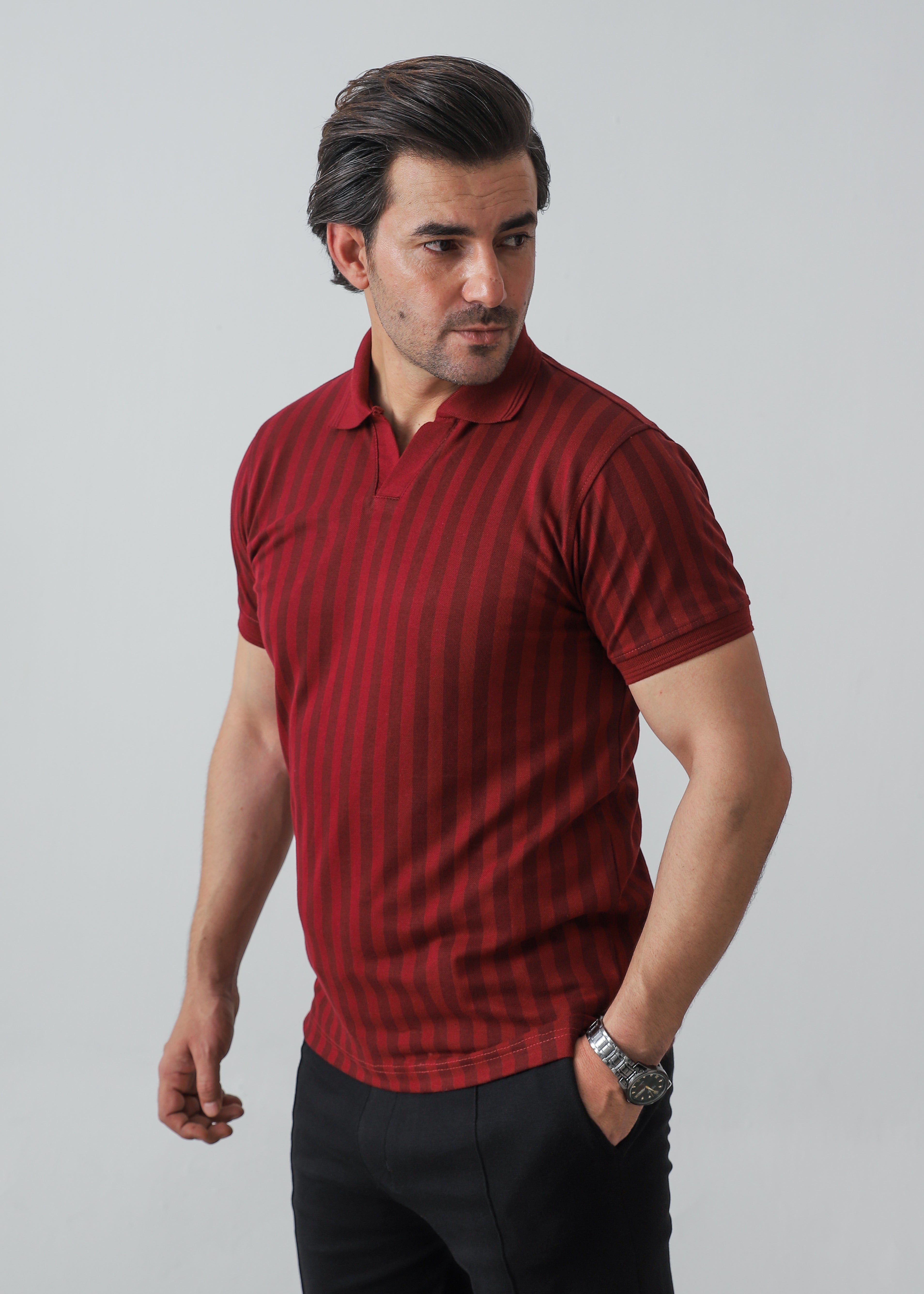 Johnny Collar Polo - Maroon