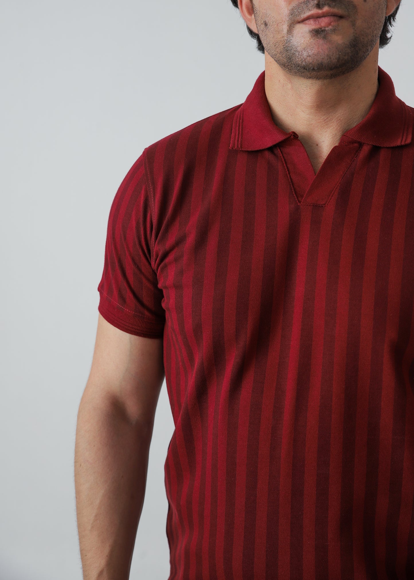 Johnny Collar Polo - Maroon