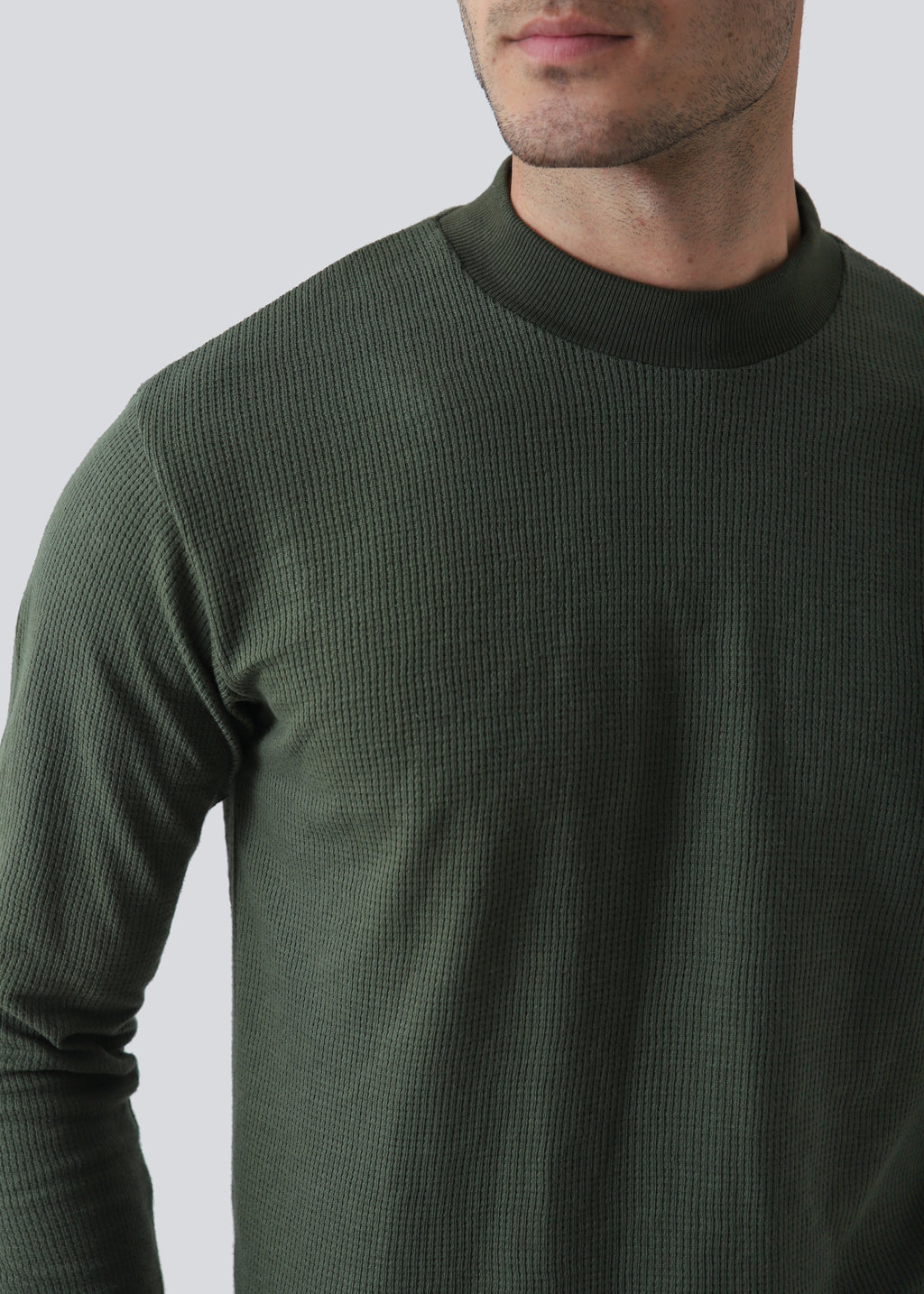 Full sleeves Regular Fit Crew Neck - Olive Green - Zenetti