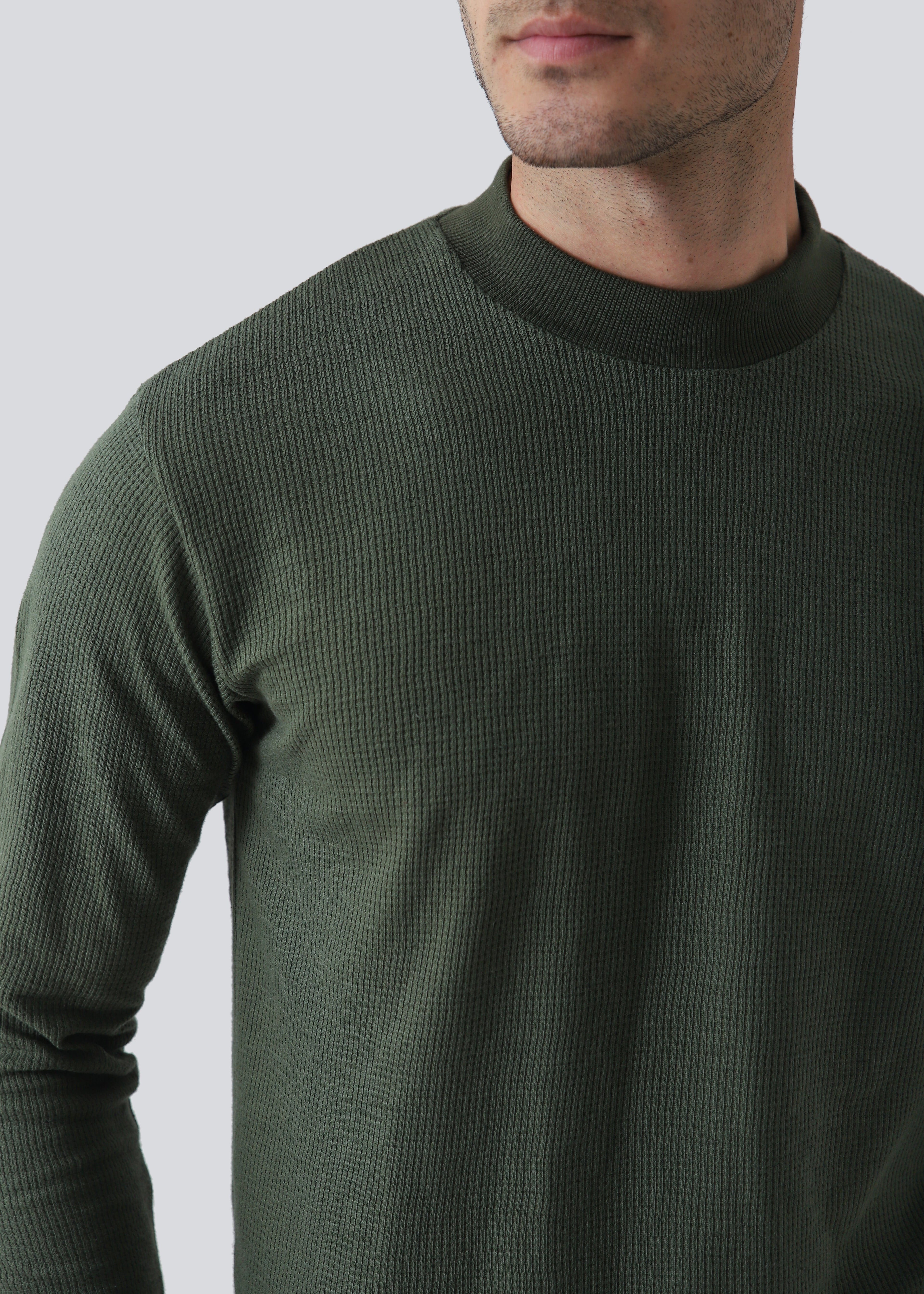 Full sleeves Regular Fit Crew Neck - Olive Green - Zenetti