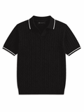 Monaco Cable Knit Polo - Black - Zenetti