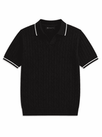 Monaco Cable Knit Polo - Black - Zenetti