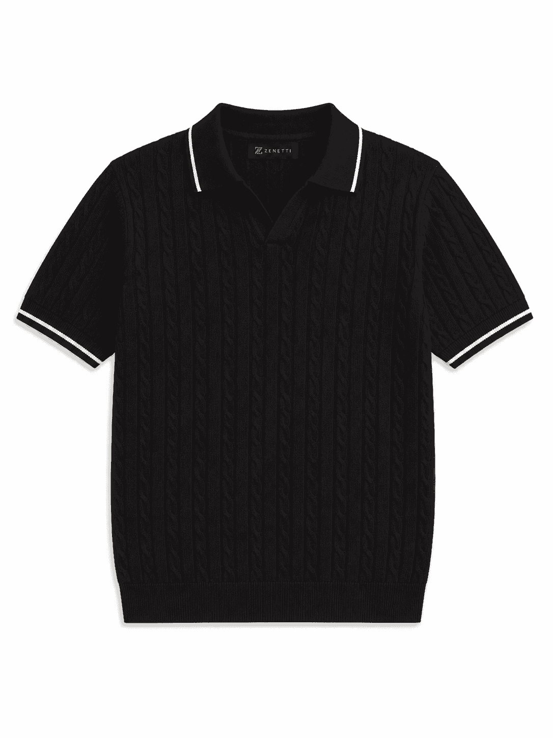 Monaco Cable Knit Polo - Black - Zenetti