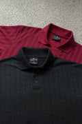 Pack of 2 – Maroon Johnny Collar Polo and Black Drop Needle Polo - Zenetti